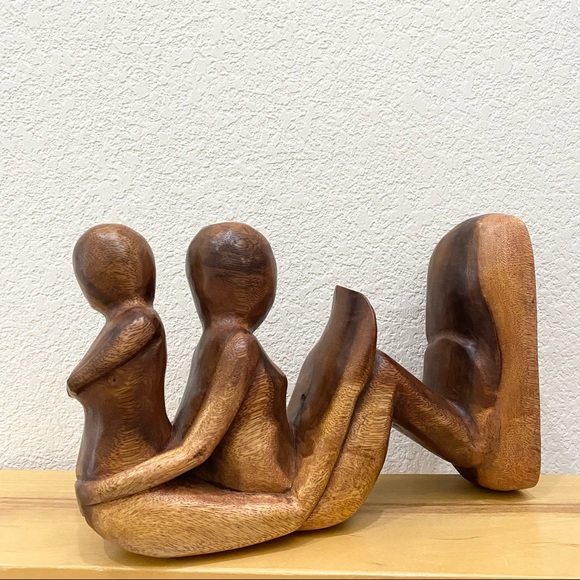 Ocean Blue Company Wood Carved Statue Sculpture Abstract Man Woman Yoga MCM - Picture 8 of 12